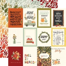 2 Sheets Carta Bella Paper HELLO AUTUMN 12x12 Cardstock - 3x4 Journaling Cards