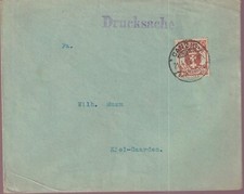 DANZIG, Mi. 126, D/Langfuhr - Kiel/Gaarden, 21.4.23 (U zugeklebt)