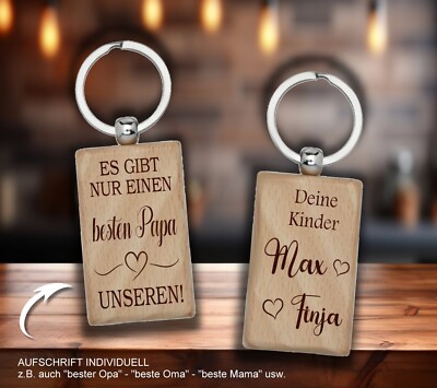       Geschenk zum Vatertag mit Gravur Schlüsselanhänger HOLZ        