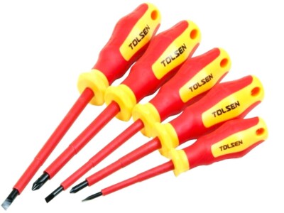 TOLSEN 5pc VDE 1000V ELECTRICIAN'S INSULATED SCREWDRIVER SET PHILLIPS #38012