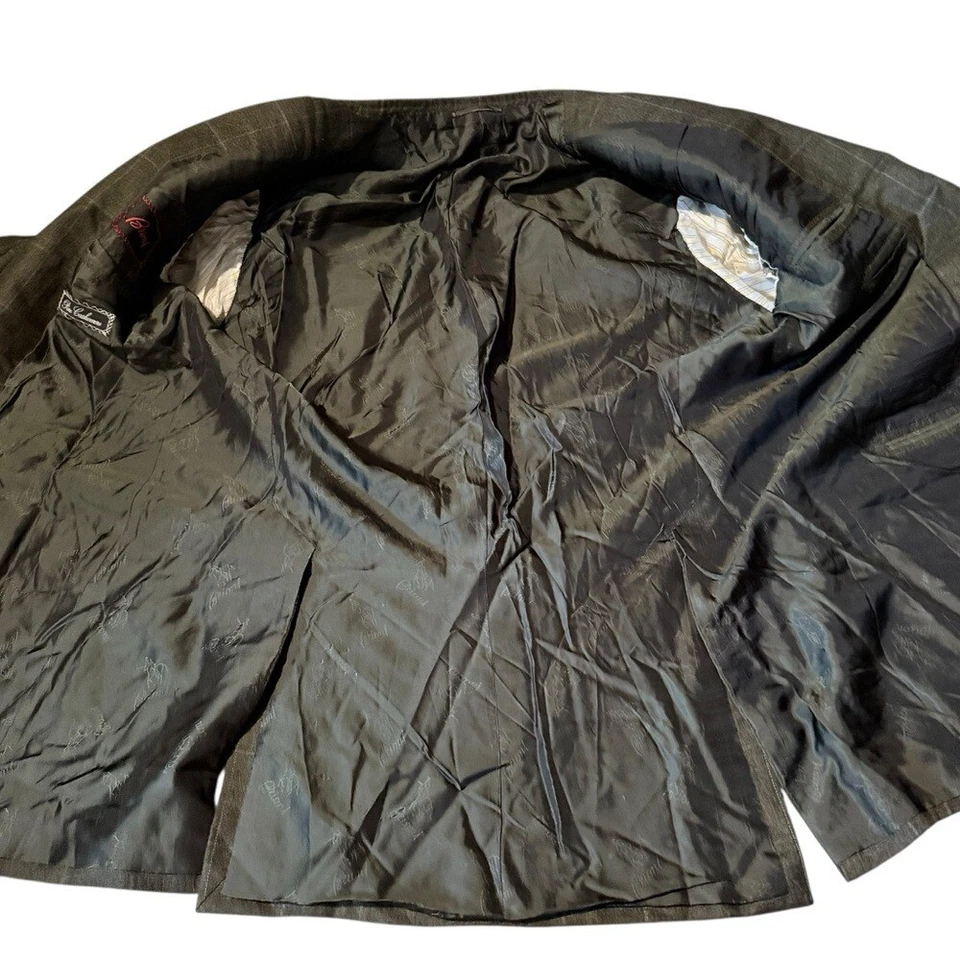 Blazer Brioni Para Hombre Talla 54L IT Gris Cuadros Pura Cachemira Tres Botones Italia Foto 3 de 4