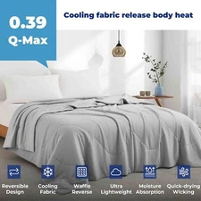 Oversized Summer Cooling Waffle Blanket Comforter Reversible Q-max 0.39 Cool