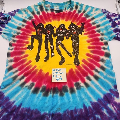 Camicia Vintage Kiss Destroyer 1997 Rara Tye Dye XL Made In Usa - Foto 5 di 5