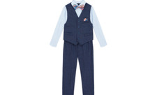 Nautica Little Boys Striated Twill Vest, Pant, Shirt, Bowtie and Pocket Square