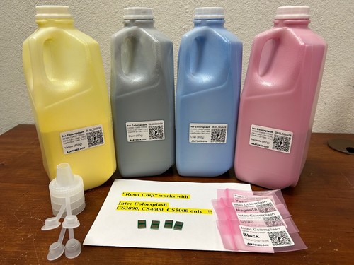 4 Toner Refill for use in Intec Colorsplash CS3000 CS4000 CS5000 + 4 Chip - Afbeelding 1 van 8