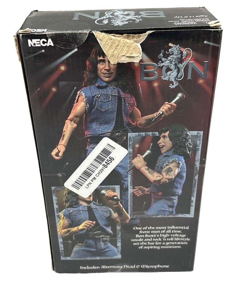 NECA AC/DC Bon Scott Action Figure Dressed, Alternate Head, Microphone ...