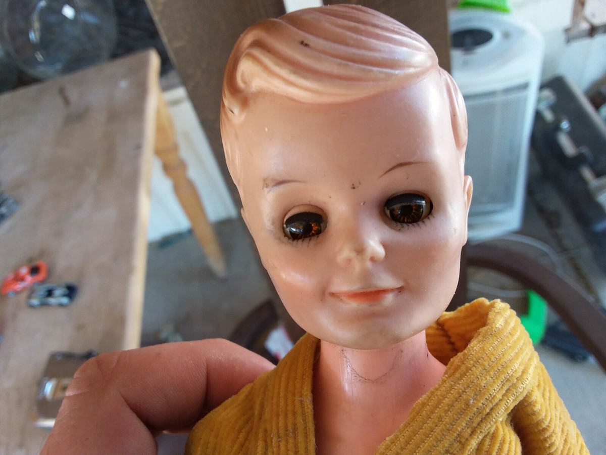Vintage 50-60s? Toy Boy Doll W/ Robe Moving Eyes Child Old