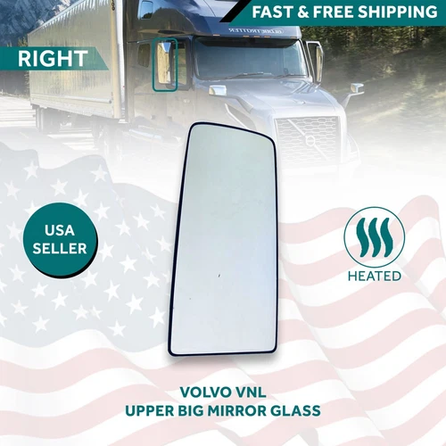 Fits Volvo VNL Upper Mirror Big Glass Heated Right Passenger Side 2004-2017