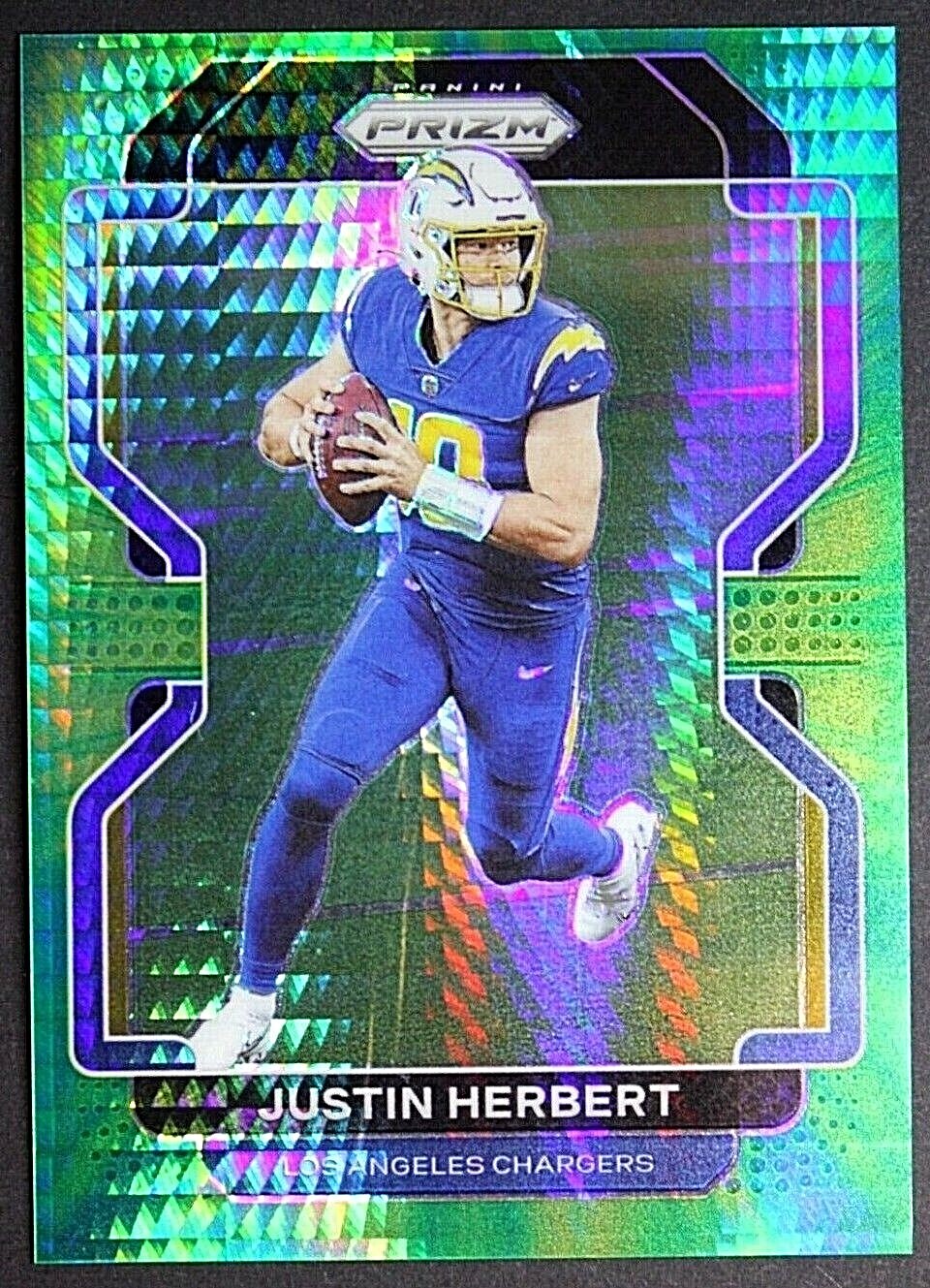 2021 Panini NFL Prizm Justin Herbert GREEN HYPER PRIZM 165 /175 Chargers 💎🔥💎