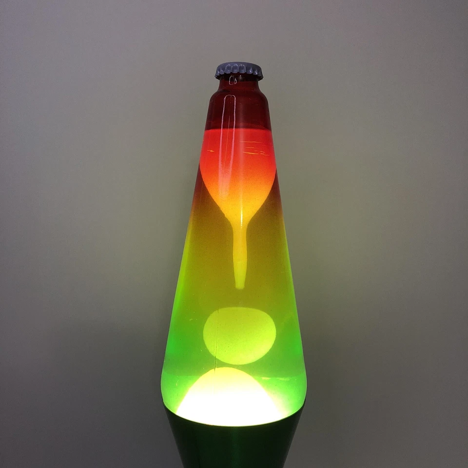 Lámpara de lava de colección Y2K 2001 luz 14" arco iris botella soporte cera movimiento iridiscente regalo Foto 2 de 4