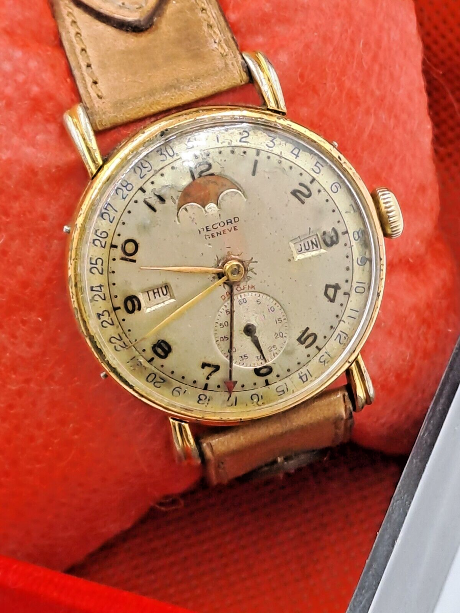 RECORD GENEVE 766236 TRIPLE DATE CAL 106 C MOON MANUAL VINTAGE