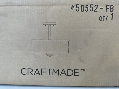 Craftmade Bolden 2 Light Semi Flush/Pendant in Flat Black Seeded Glass New