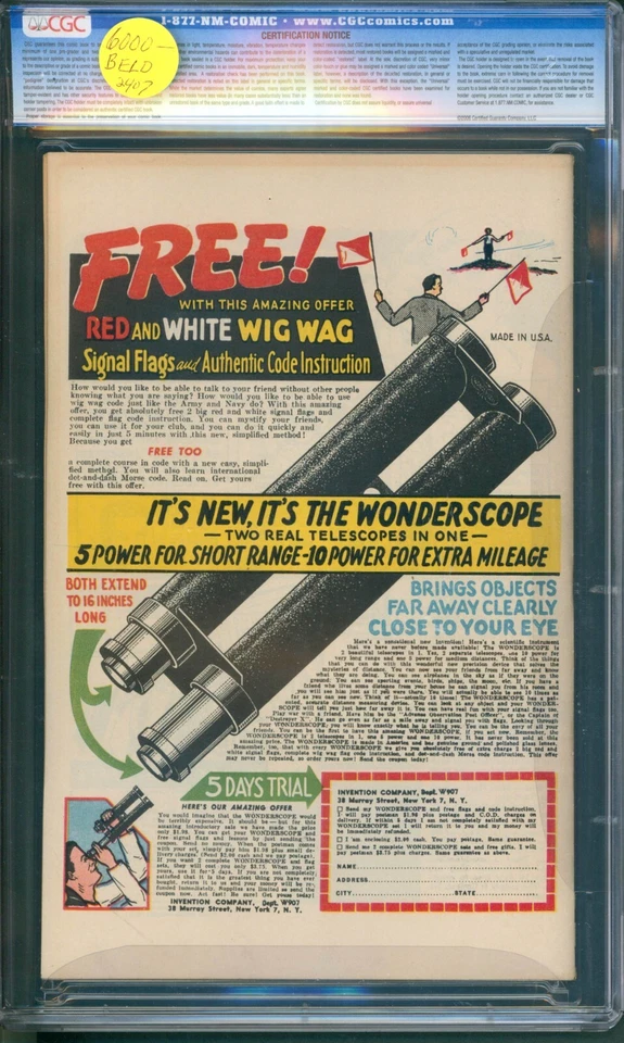 MYSTIC VOL 2 #1  CGC 8.5 VF+  1944 TIMELY WWII COVER!  HUMAN TORCH AND DESTROYER - Image 2 of 2