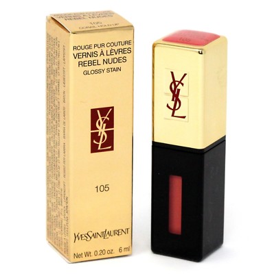 YSL ROUGE PUR COUTURE VERNIS A LEVRES REBEL NUDES GLOSSY STAIN 6ML #105 NIB