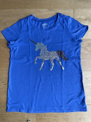 OshKosh B'Gosh Girls T-Shirt, blau, Unicorn mit Wende-Pailletten US 10-12 EU 152