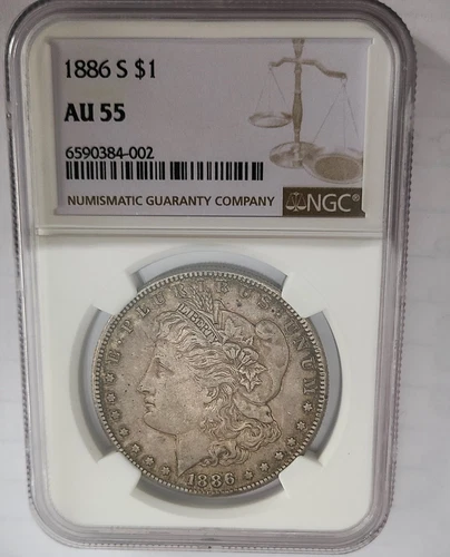 1886-S  Morgan Silver Dollar Coin NGC AU 55 Ultra Rare