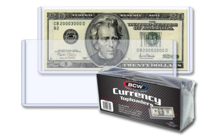 BCW Currency Toploaders - Regular Dollar Bill Size - Rigid Holder - 25pk