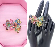 NEW 100% SWAROVSKI Multi Crystals Triple Flowers Idyllia ring 5721579 5721582 +