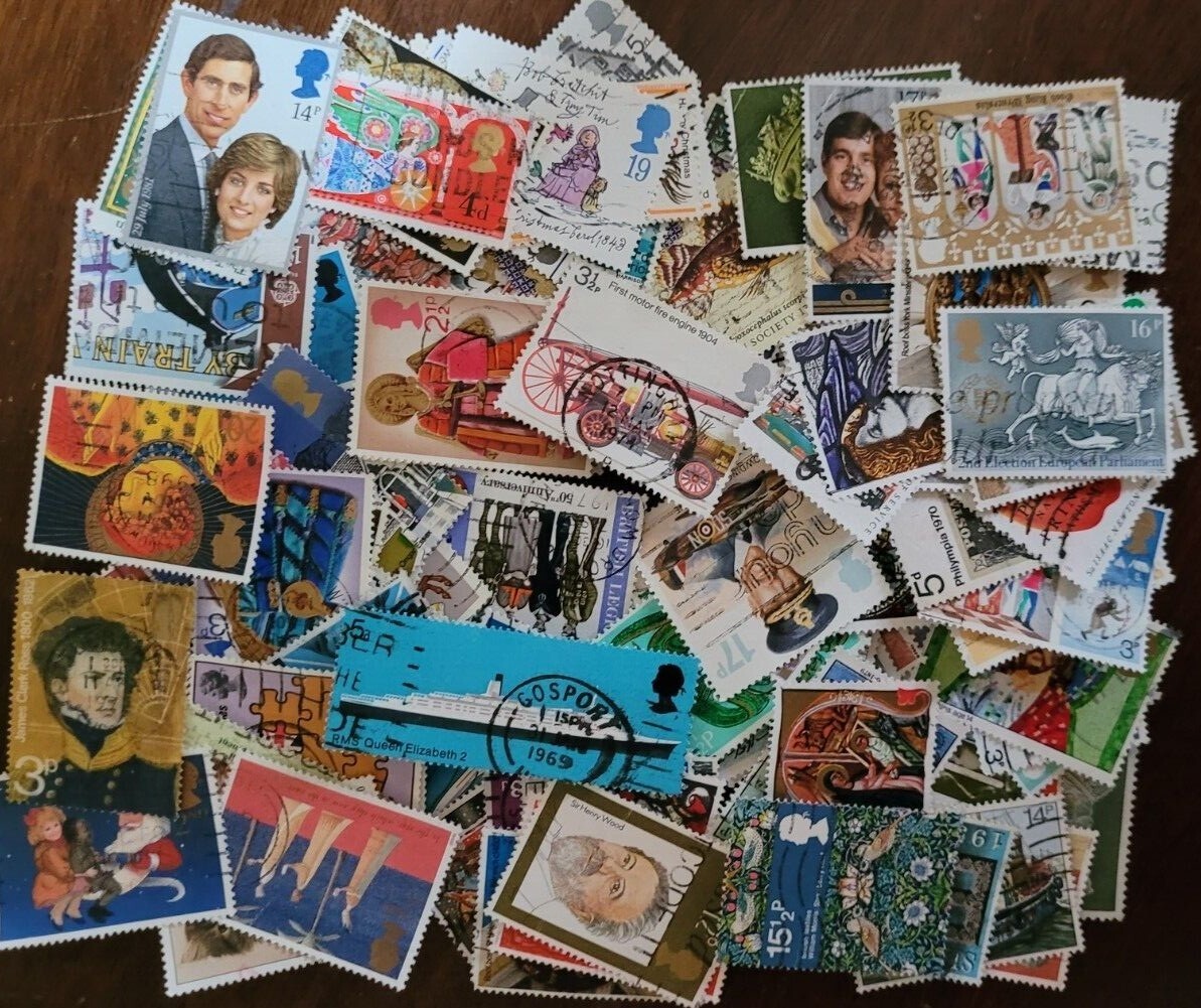 GREAT BRITAIN GB COLLECTION PACKET of 100 Different Large STAMPS USED