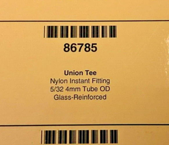 Lot of 7 New Lawson 86785 Union Tees, 5/32" 4mm Tube OD, Glass Reinforced Nylon - Изображение 2 из 4