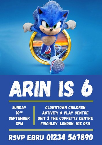 Digital Sonic the Hedgehog Birthday Party Invitations - Personalised Invite - Picture 22 of 54