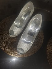 Brautschuhe Pumps Weiss/Silber Gr. 38 Damen Hochzeit Elegant