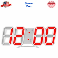 Digital 3D LED Wall Desk Alarm Clock 9.7" Brightness Adjustable Gift Red
