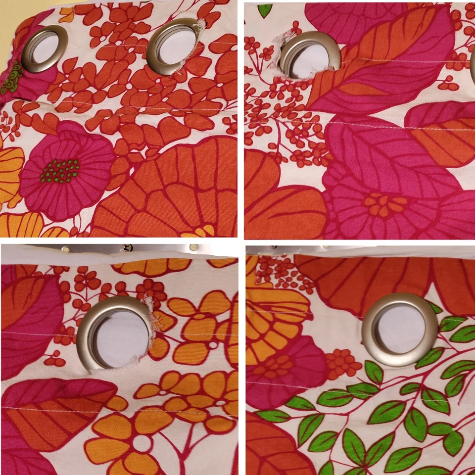 Paneles Cortina Pier 1 Importaciones Floral Naranja Verde 80" x 52.25" DOS - Para Reparación Foto 3 de 4