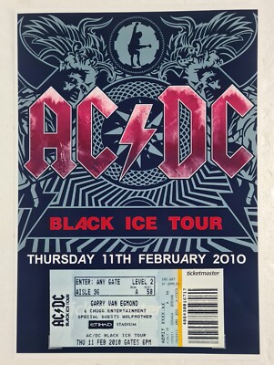 Repro CONCERT TICKET & POSTER COMBO 🎟️ AC/DC ⚡ BLACK ICE TOUR