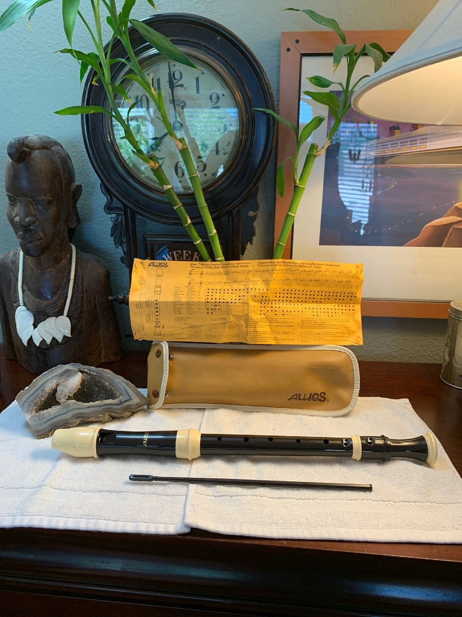 Vintage Aulos Recorder Musical Instrument No 209 N W/ Orig Leather