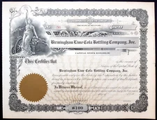 🍈Rare LIME COLA BOTTLING COMPANY 1921 Stock Certificate - before Coca Cola Lime