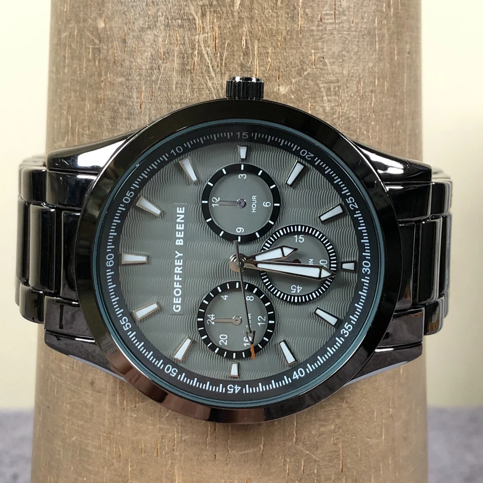 Reloj Geoffrey Beene Hombre GB8161GU Moda Cronógrafo Cuarzo Negro 43mm 8 1/2" Foto 2 de 4