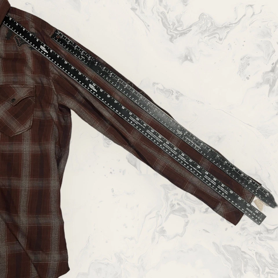 Ryan Michael Western Azteca Bordado Manga Larga Marrón Botón a Presión Hombre’s XL Foto 3 de 4