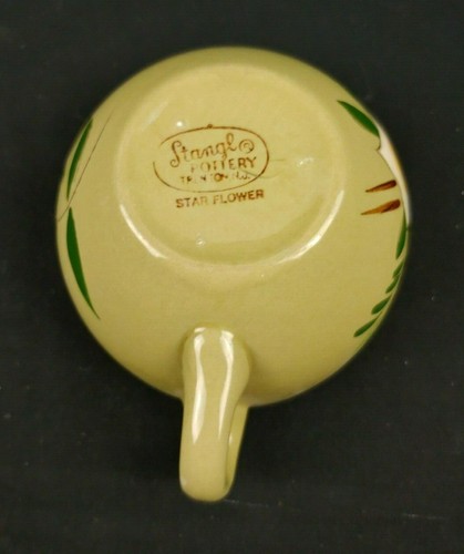 Vintage Stangl Pottery Star Flower Set of 6 Tea Cups Green Tan Trenton NJ - Picture 5 of 6