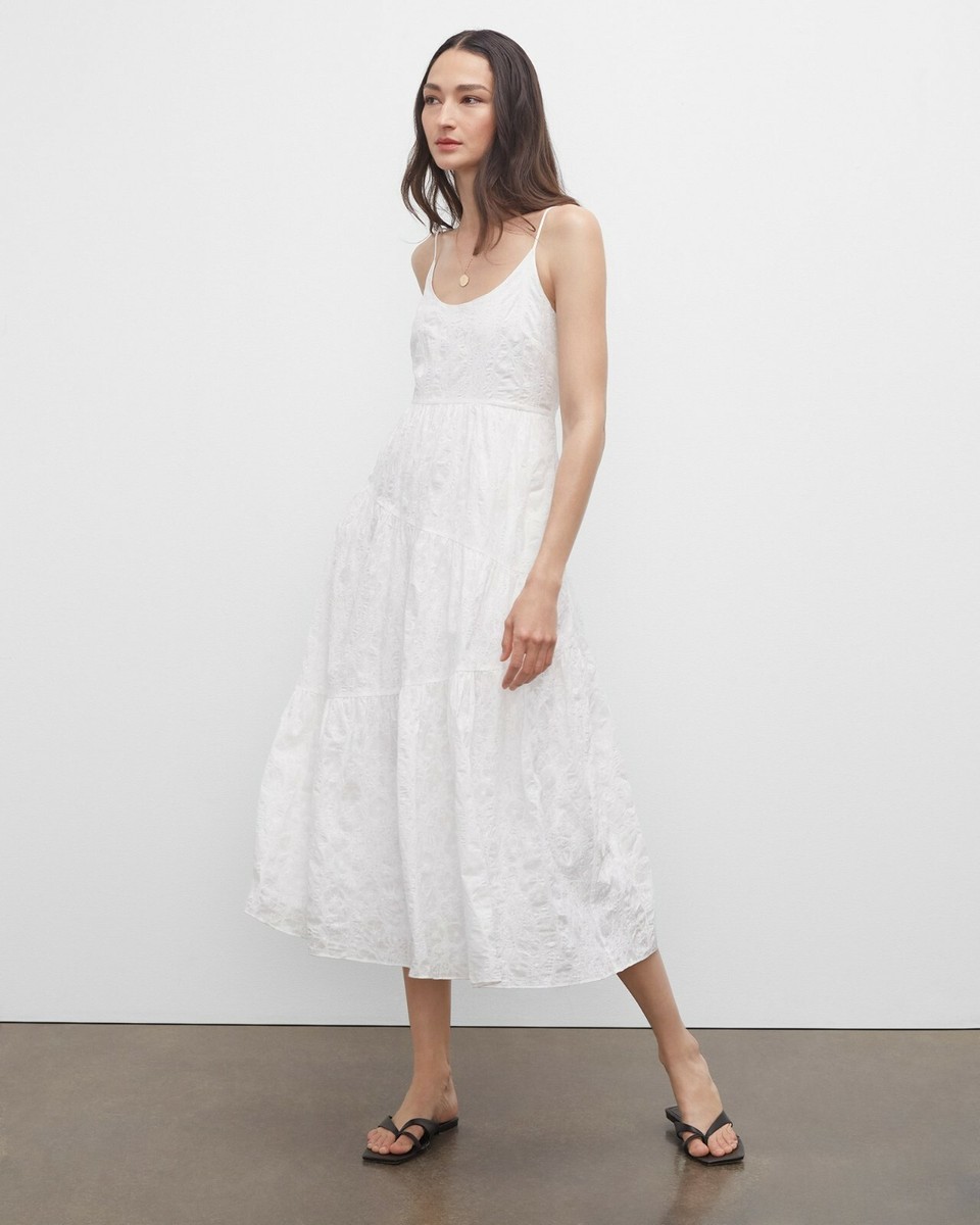 club monaco white maxi dress Club Monaco Traveling Tiered Cotton Maxi Dress In White
