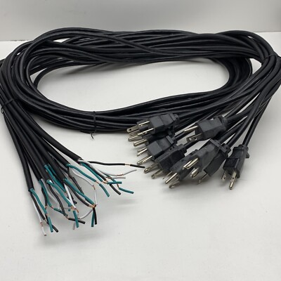 (10-Pack) 5ft Power Cord Loose/Hard Wire 18AWG SJT Cable Wire 300V 5-15P Plug
