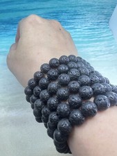 1 Pic 100 Natural 8MM Lava Quartz Stone Beaded Gemstone Bracelet Handmade 16  cm