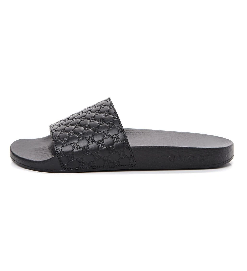 Gucci Men's Logo-Embossed Monogrammed Rubber Slides