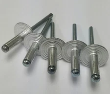 100 PCS LARGE FLANGE ALUMINUM POP RIVETS 3/16" X 3/4" BIG HEAD STEEL