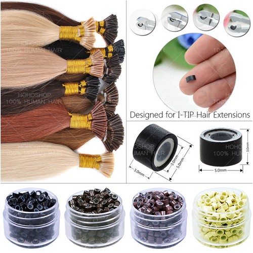 1500Pcs 5mm Silicone Micro Ring Lined Links Beads I-Tip Human Hair Extensions RW - Picture 2 of 15