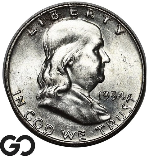 1954-D Franklin Half Dollar, Lustrous Gem BU++
