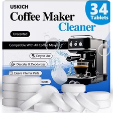 Coffee Machine Cleaner Descaler Tablets 34 Pack, 1 Count (Pack of 34), WHITE 