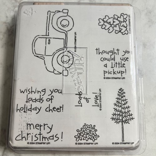 Juego de estampillas de madera Stampin Up NUEVO Loads Of Love 2004 camioneta Navidad