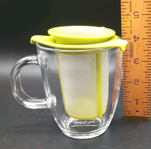 Bodum Yo-yo Set Glass Mug & Tea Infuser Glass Green 10 Oz - Picture 3 of 5