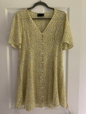 ASOS Floral Yellow Puff Sleeve Dress Size 6