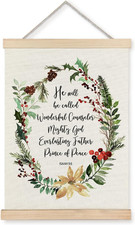 Christian Christmas Wreath Wall Art 12x16 Isaiah 9:6 Scripture Wooden Hanger Dec