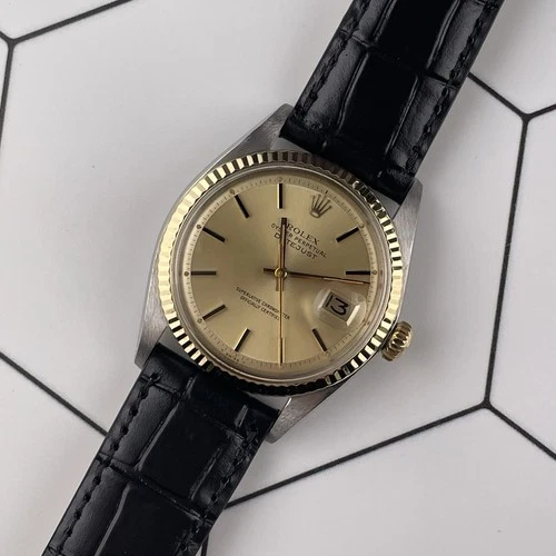 #51 Rolex 36mm Vintage Datejust Men's YG Steel Jubilee Gold Dial Watch 1601