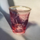 Set of 3 Red Shot Glasses vintage etched cranberry glass — photo 3