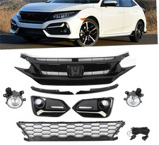 Front Upper Lower Grille Fog Light Wcover For 2020-2021 Honda Civic Hatchback