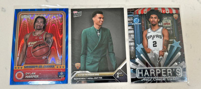 Topps Now Victor Wembanyama RC D-1, Dylan Harper Blue Raywave McD AM + Insert RC